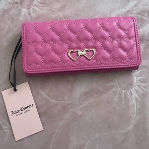 Juicy Couture Pink Heart Quilted Flap Clutch Straight From The Heart Wallet‎
